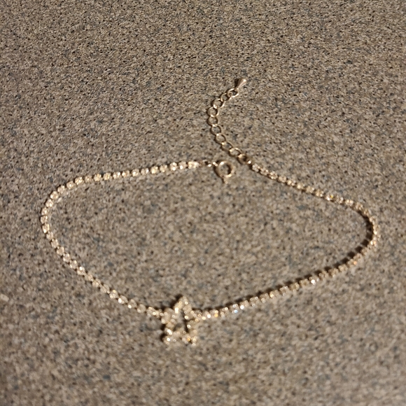 Sawarovski Anklet Crystal Silvertone 9" - Picture 4 of 5